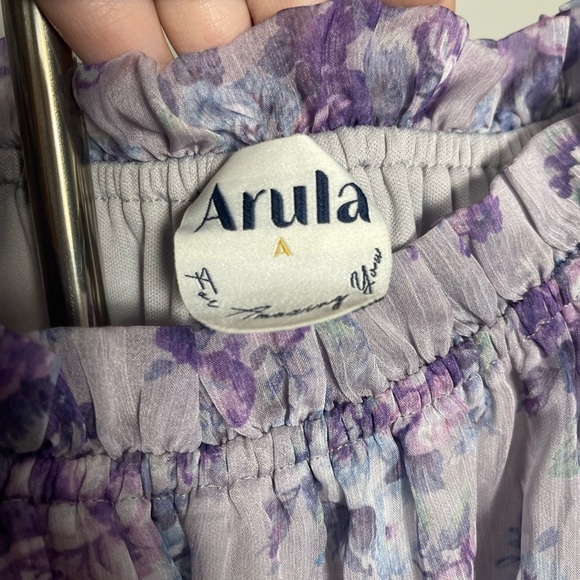 Arula | Off the Shoulder Natalie Purple Floral Maxi Dress Peasant Cottagecore - Picture 5 of 8